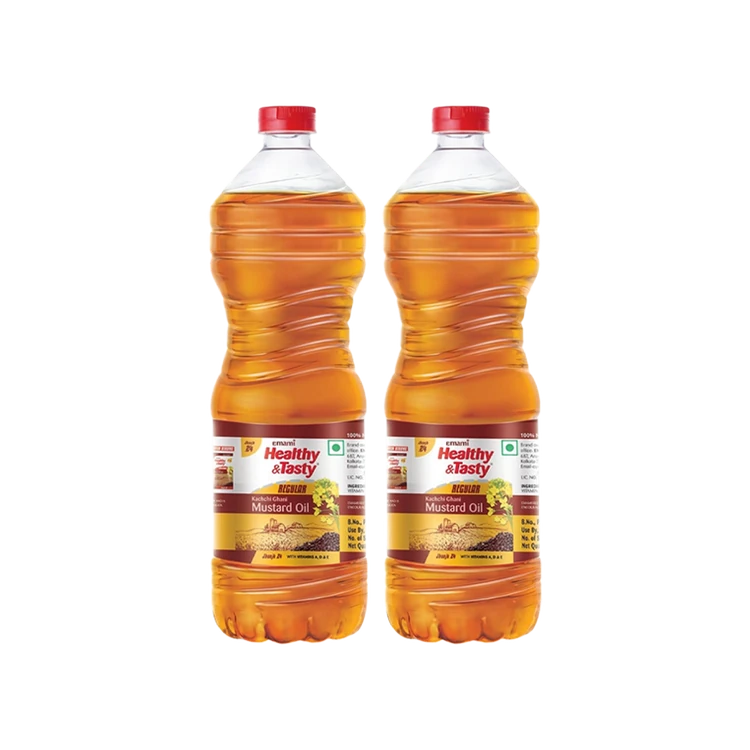 Emami Healthy & Tasty Kachi Ghani Mustard Oil - Pack of 2 (Sasive Enne)