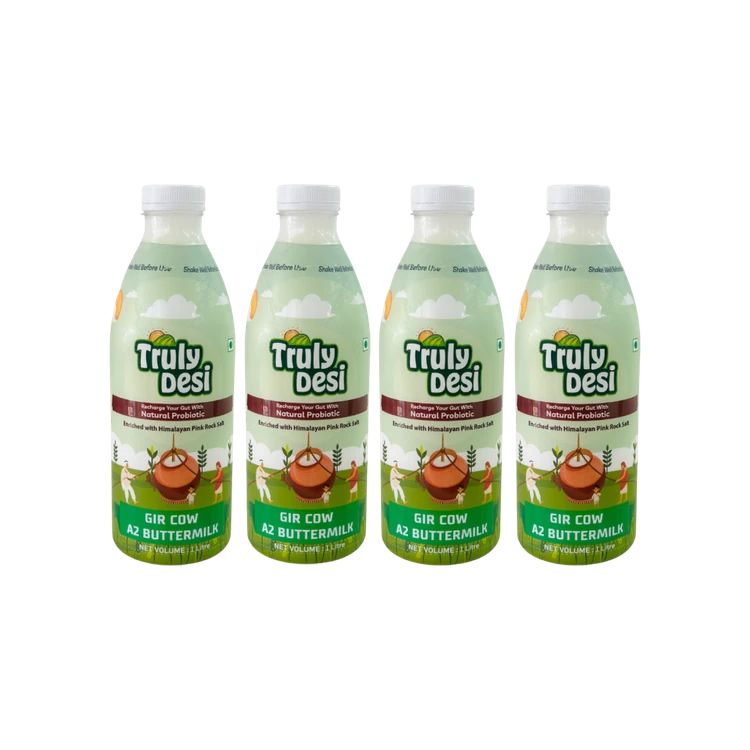Truly Desi Gir Cow A2 Salted Buttermilk - Pack of 4