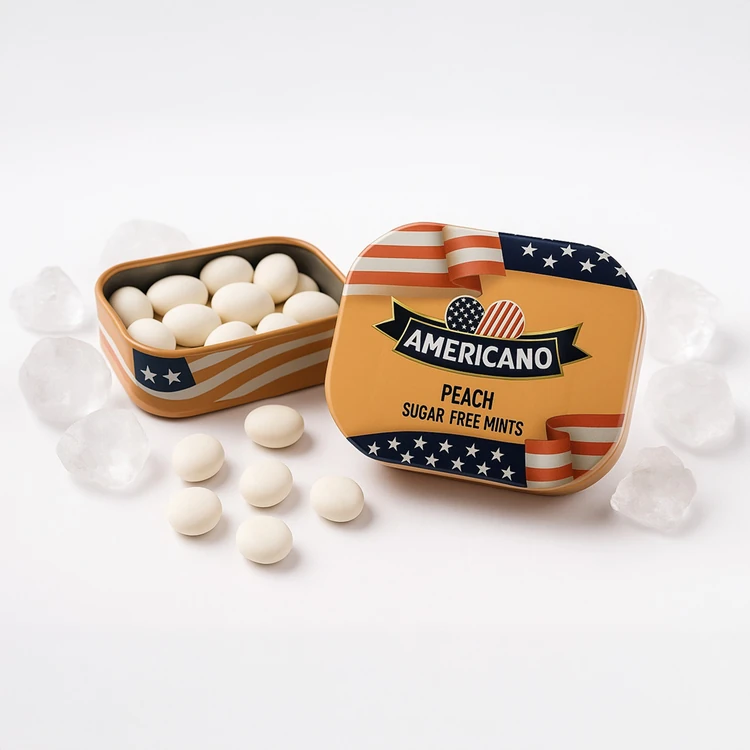 Americano Peach Sugar Free Mint Candies