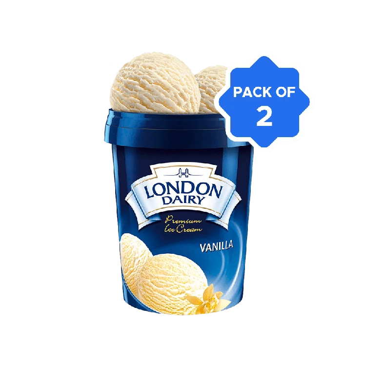 London Dairy Premium Vanilla Ice Cream Tub - Pack of 2