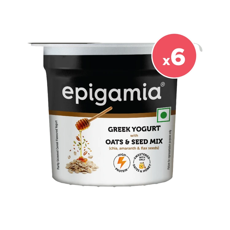 epigamia Greek Yogurt With Oats & Seed Mix - Pack of 6