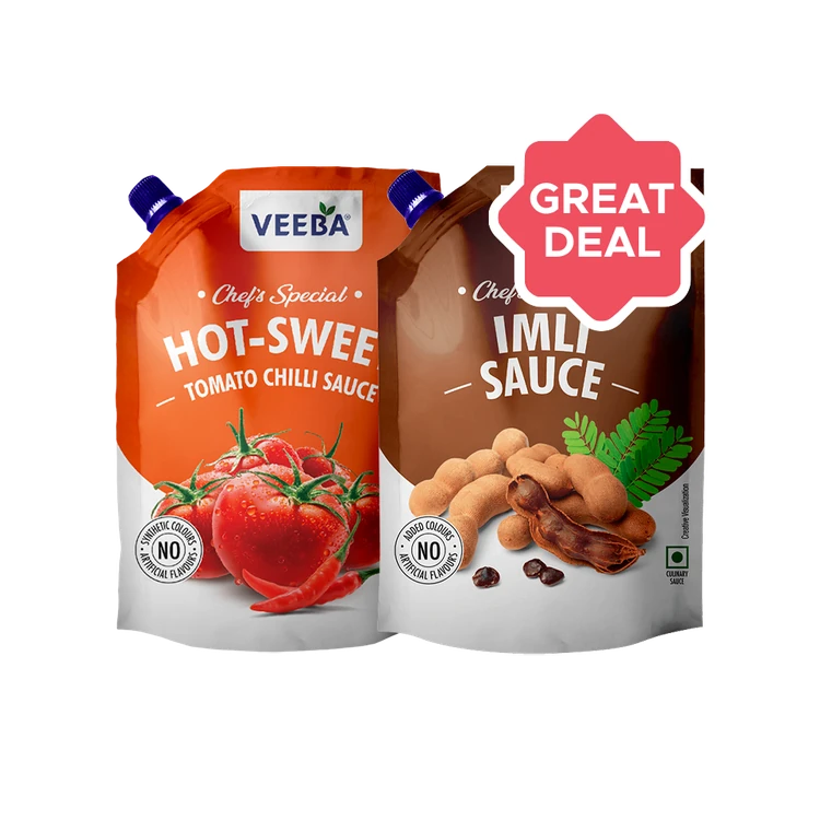 Veeba Chef's Special Hot Sweet Tomato Chilli Sauce + Veeba Chef's Special Imli Sauce Combo