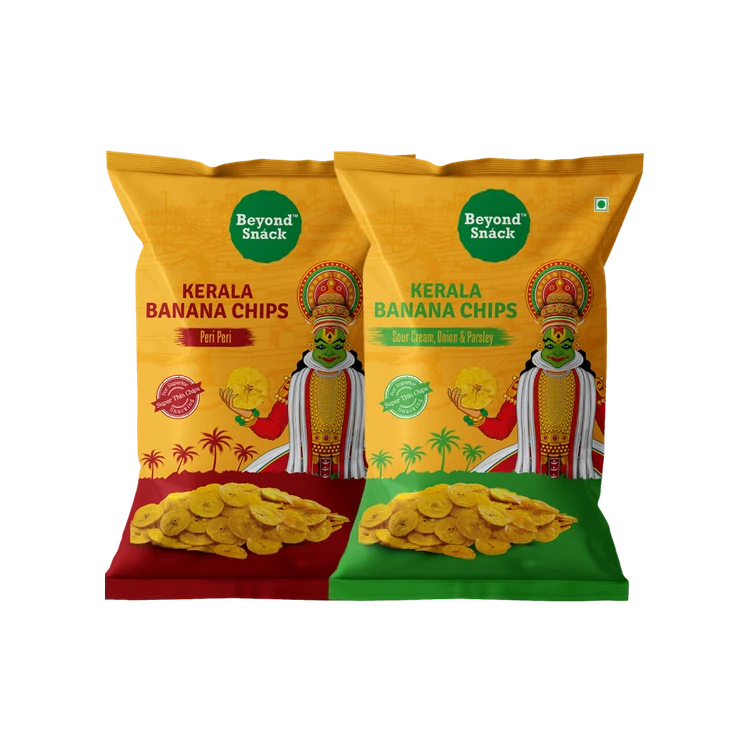 Beyond Snack Kerala Peri Peri Banana Chips + Beyond Snack Kerala Sour Cream, Onion & Parsley Banana Chips Combo