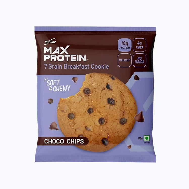 RiteBite Max Protein No Maida 7 Grains Choco Chips 10 g Protein Cookies