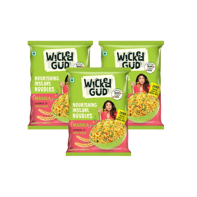 WickedGud Masala No Maida & No Oil Instant Noodles - Pack of 3