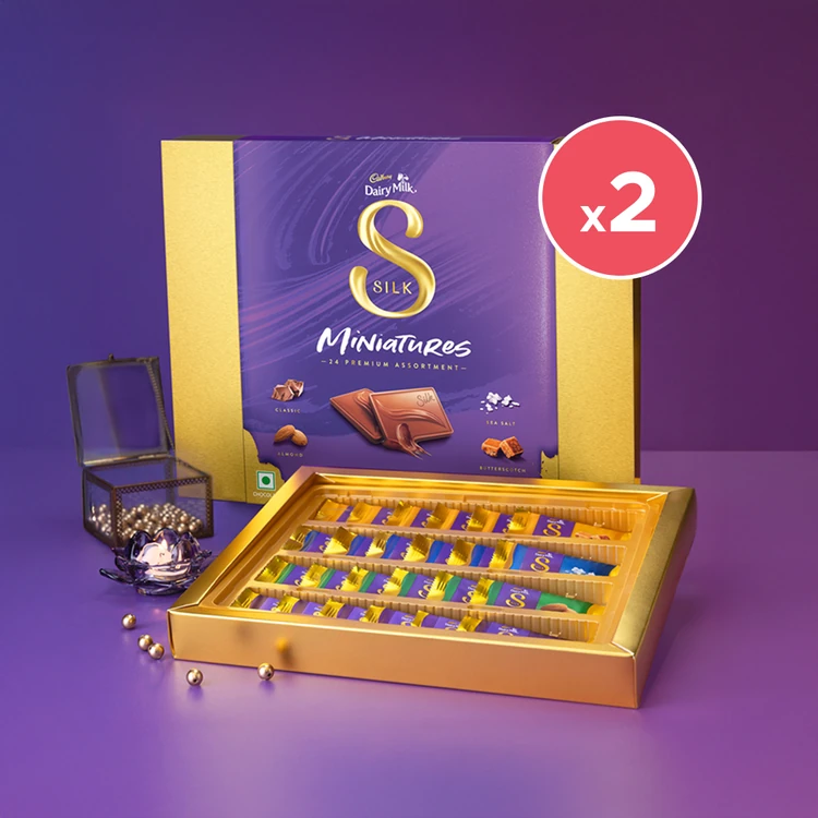 Cadbury Dairy Milk Silk Miniatures Premium Assorted Diwali Chocolate Gift Pack - Pack of 2