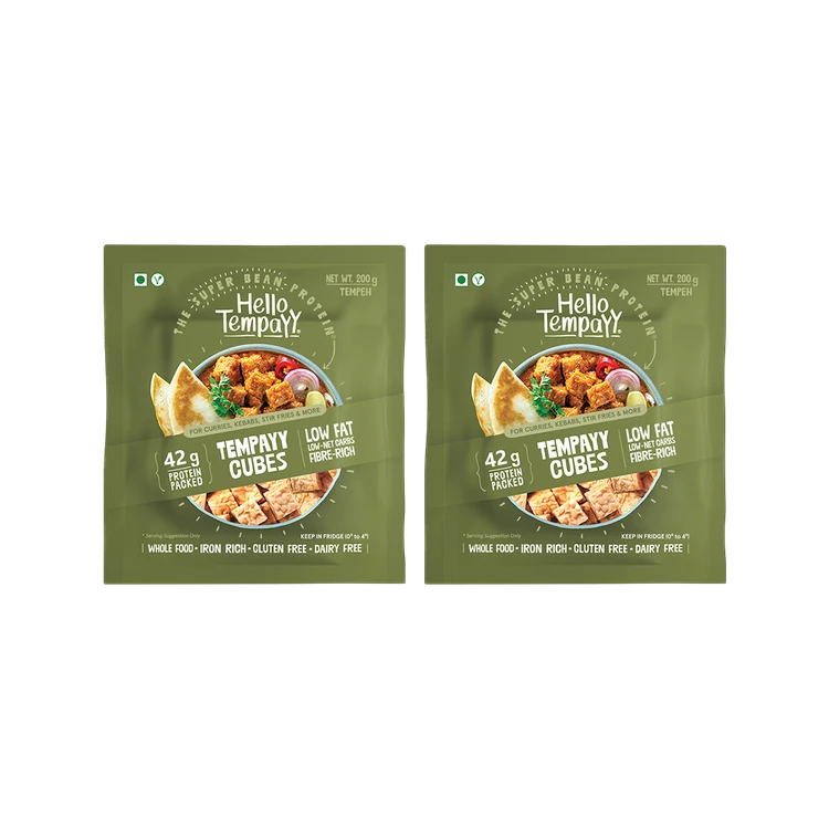 Hello Tempayy 42g Protein Natural Tempeh Cubes - Pack of 2