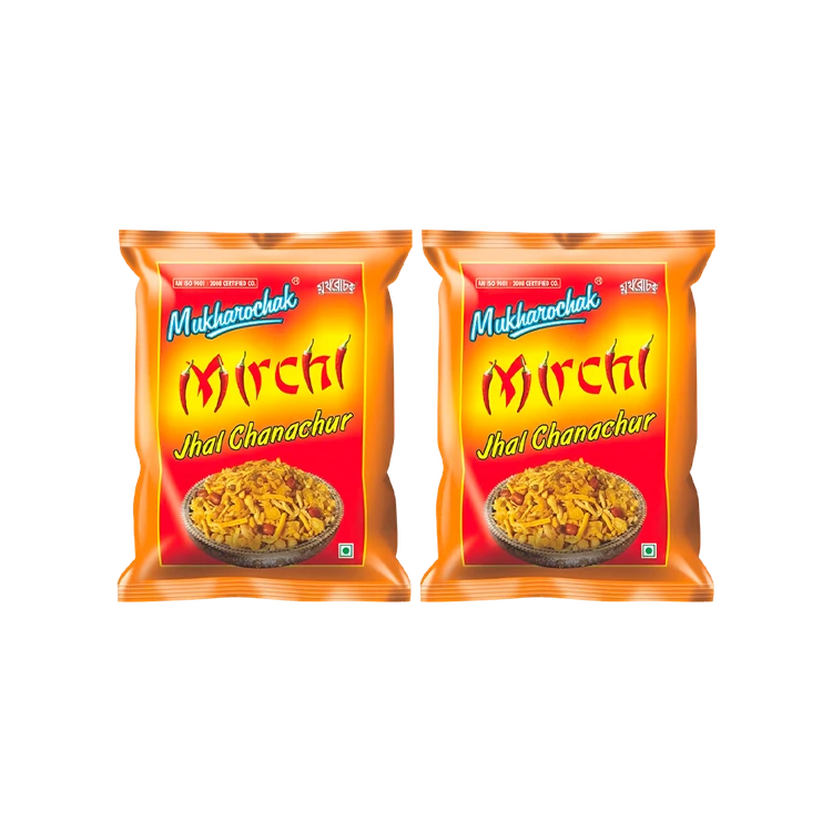 Mukharochak Mirchi Jhal Chanachur Mixture Namkeen - Pack of 2