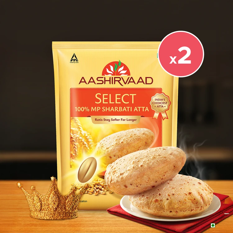 Aashirvaad Select 100% MP Sharbati Atta - Pack of 2 (Sharbati Hittu)