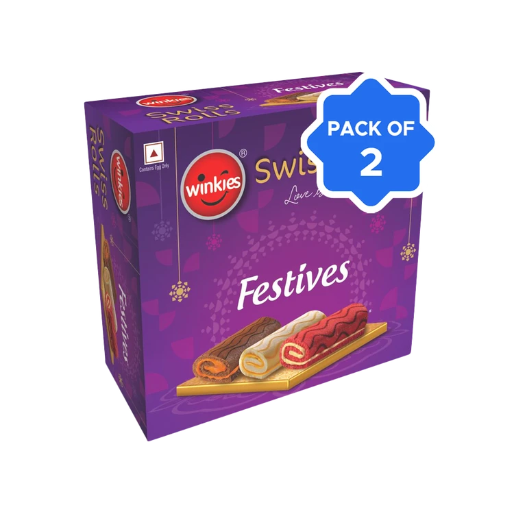Winkies Festives Swiss Roll - Pack of 2