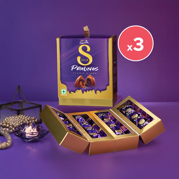 Cadbury Dairy Milk Silk Pralines Diwali Chocolate Gift Pack - Pack of 3