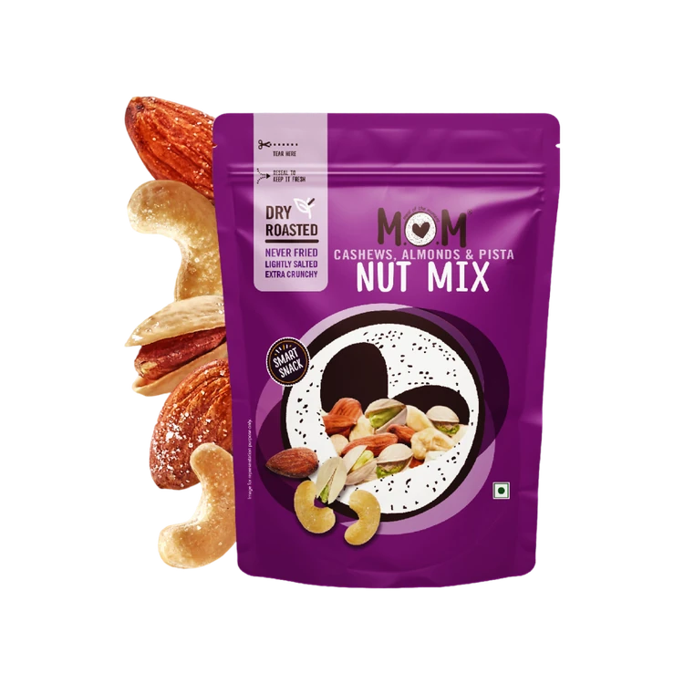 Dry Roasted Cashews, Almonds & Pista Nuts Mix by MOM - Meal Of The Moment