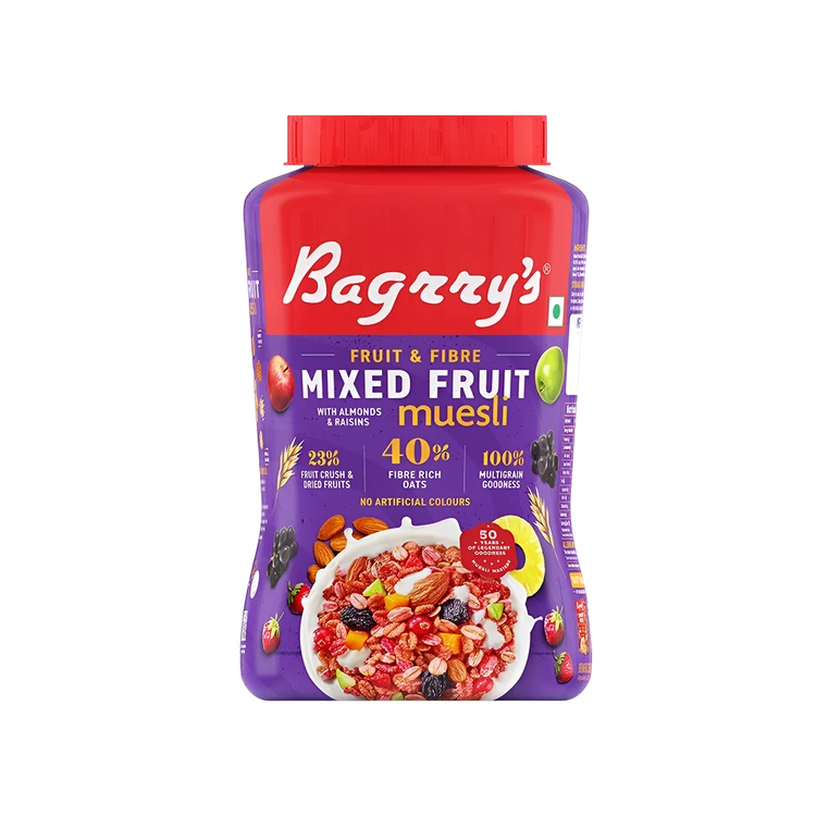 Bagrry's Fruit n Fibre Mixed Fruit Muesli 1 kg (23% Real Fruits & Nuts)