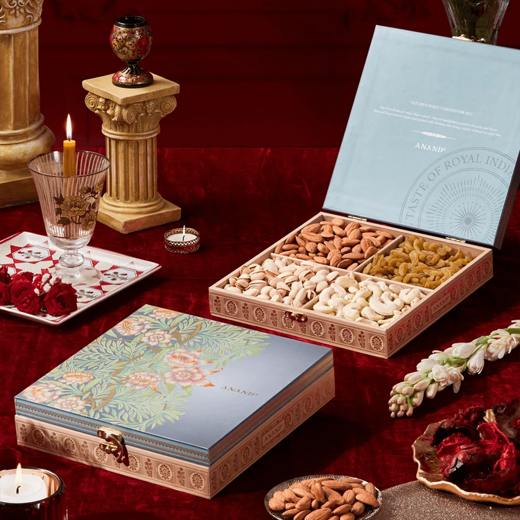 Anand Mogra Wooden Dry Fruits Gift Pack - 4 Variants (Dry Fruits Udugore Pack)