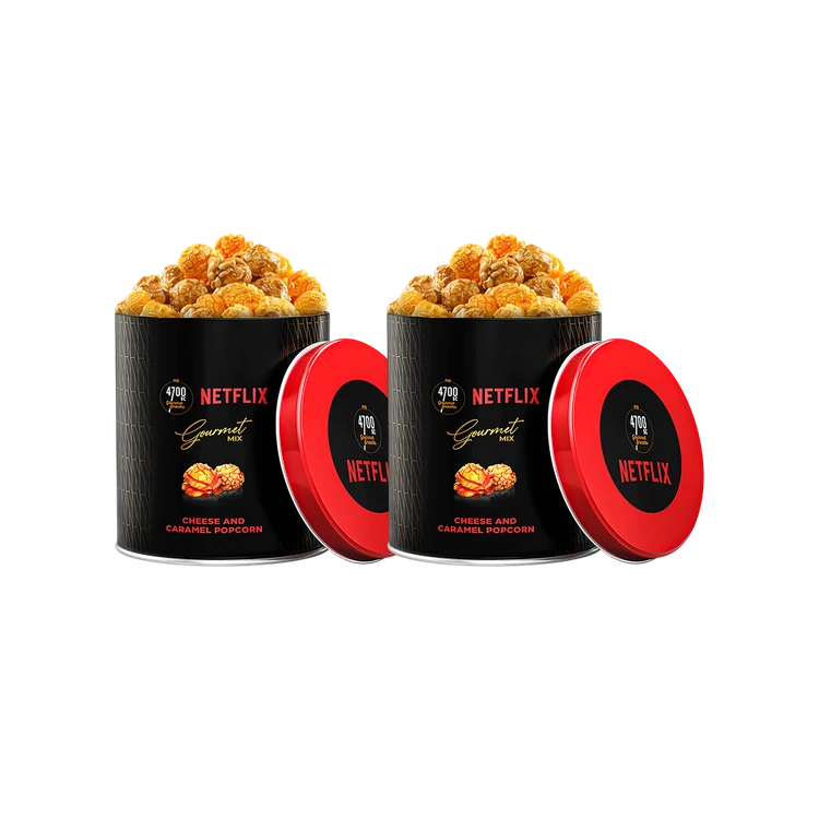 4700BC Netflix Cheese & Caramel Popcorn, Tin - Pack of 2