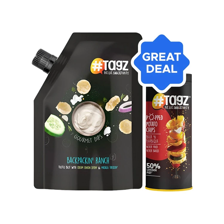 Tagz Beer n Barbeque Campin Chips + Backpackin Ranch Dip Combo