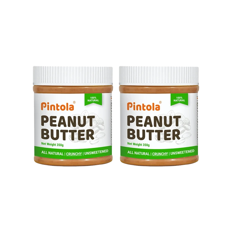Pintola All Natural Crunchy Peanut Butter (Unsweetened) - Pack of 2