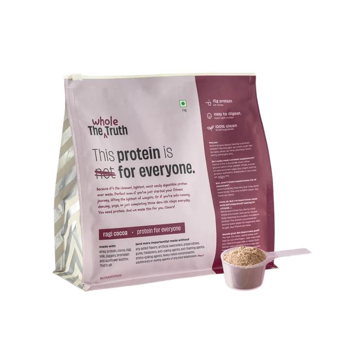 The Whole Truth Ragi Cocoa Whey Protein (15 g Protein Per Scoop)