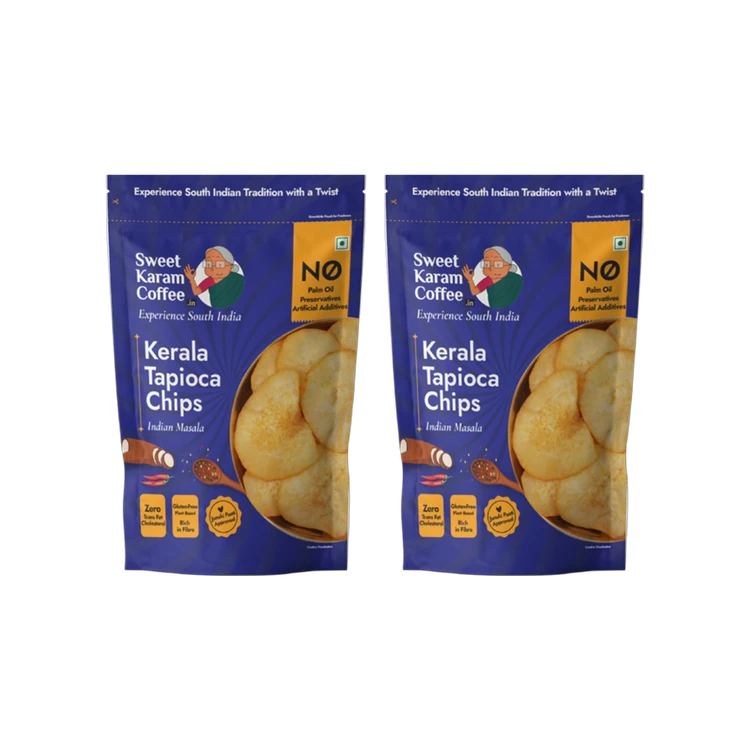 Sweet Karam Coffee Kerala Tapioca Chips - Indian Masala - Pack of 2