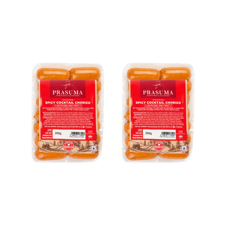 Prasuma Spicy Cocktail Chorizo Chicken Sausage - Pack of 2