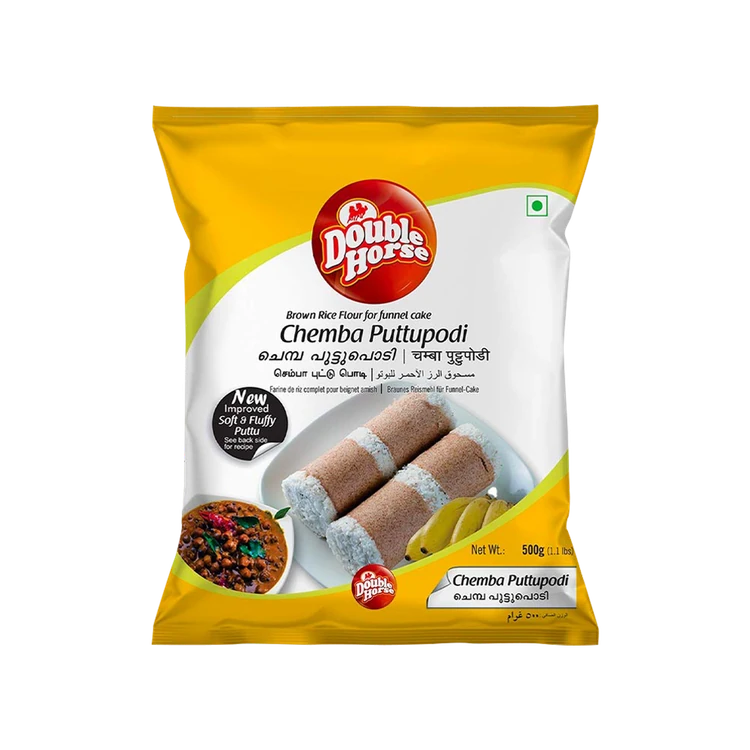 Double Horse Chemba Puttupodi Rice Flour - Pack of 2 (Akki Hittu)