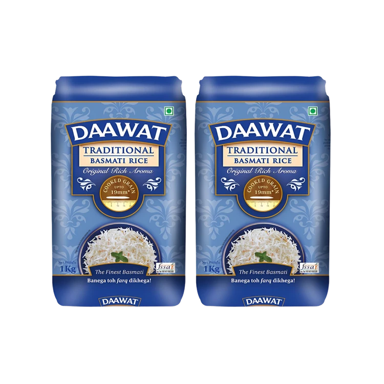 Daawat Traditional Basmati Rice (Extra Long Grain) - Pack of 2 (Basmati Akki)