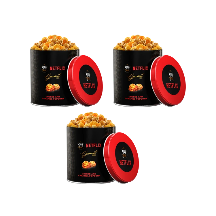 4700BC Netflix Cheese & Caramel Popcorn Tin - Pack of 3