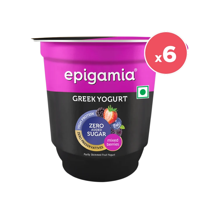 epigamia Mixed Berry Yogurt (No Added Sugar) - Pack of 6
