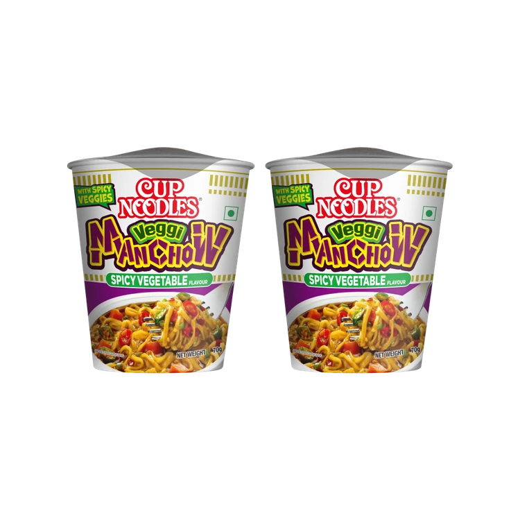 Nissin Veggi Manchow Cup Noodles - Pack of 2