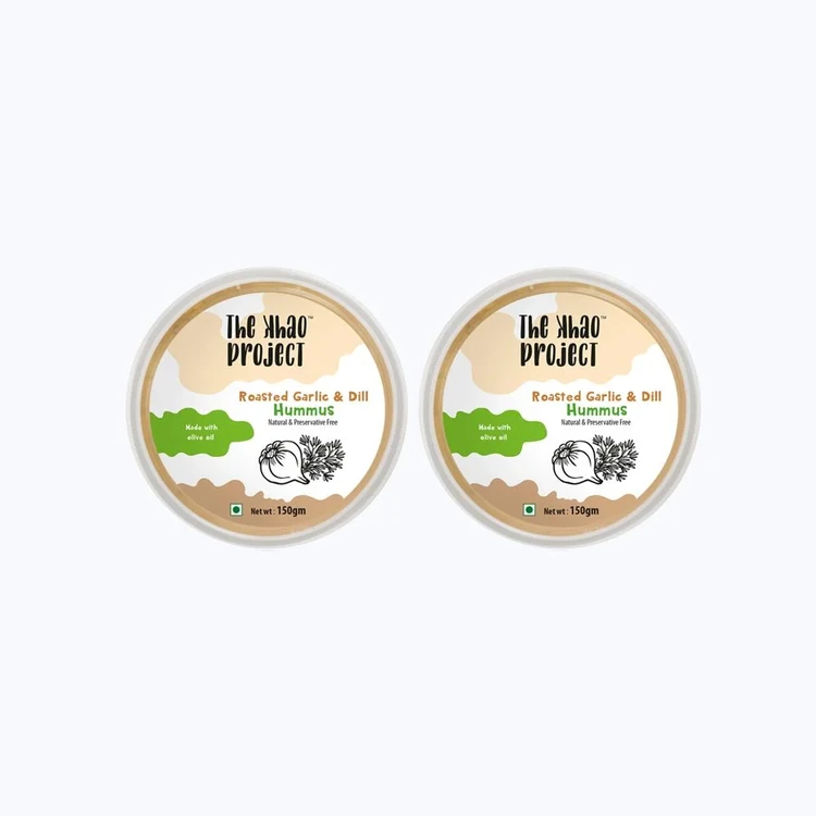 The khao project Roasted Garlic & Dill Hummus Dip - Pack of 2
