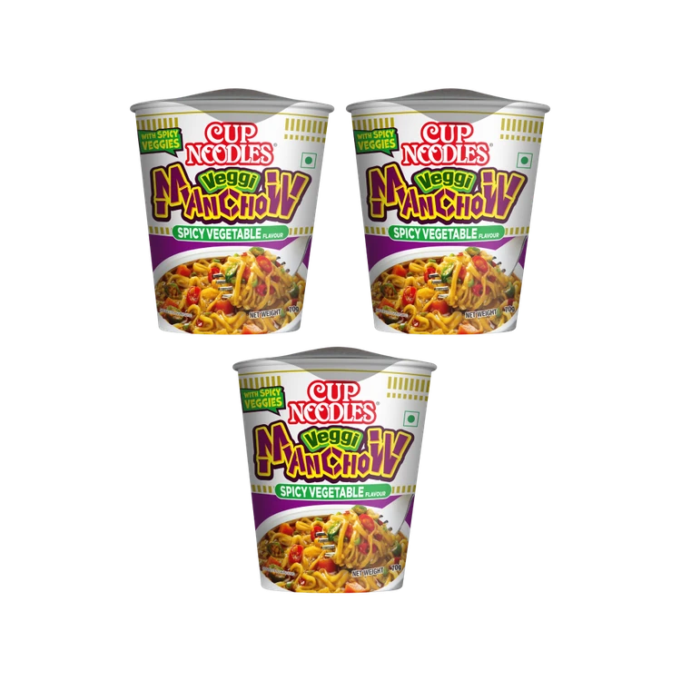 Nissin Veggi Manchow Cup Noodles - Pack of 3