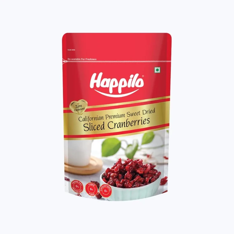 Happilo Sliced Californian Premium Sweet Dried Cranberries (Ona Cranberries)
