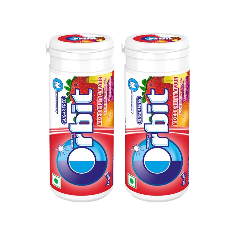 Orbit Mixed Fruit Flavour Chewing Gum (Sugar Free) - Pack of 2
