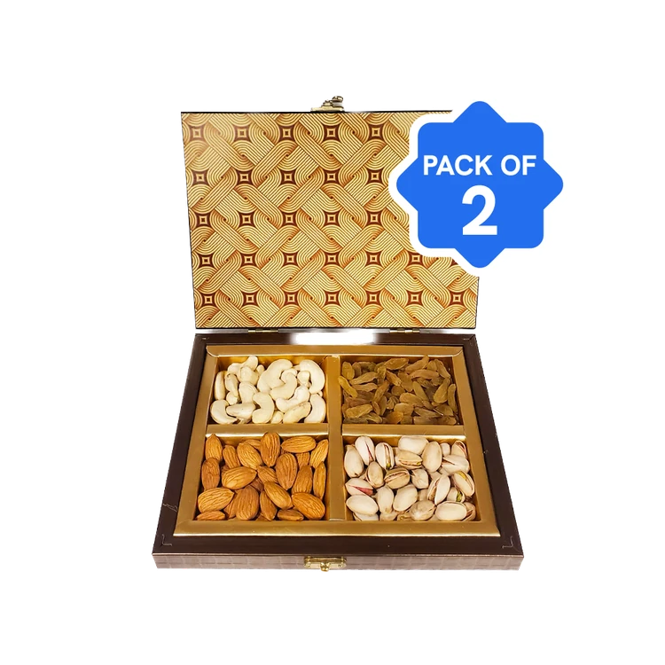 Dadus Elephant Wooden Assorted Dry Fruit Gift Box - Pack of 2 (Dry Fruits Udugore Pack)