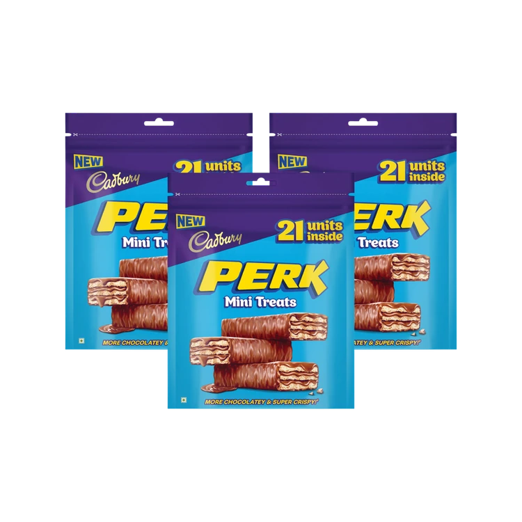 Cadbury Perk Mini Treats Coated Wafer Chocolate - Pack of 3