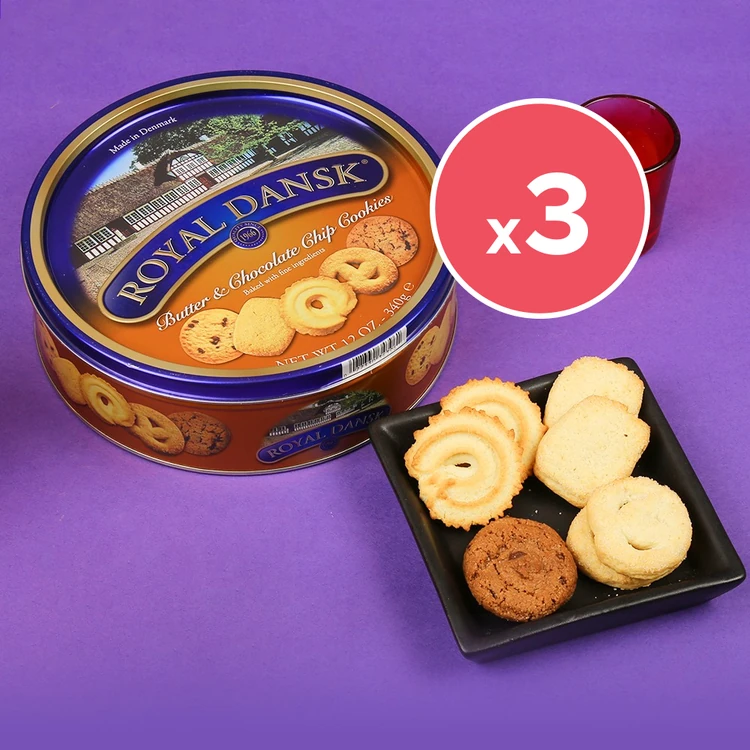 Royal Dansk Butter & Chocolate Chip Cookies - Pack of 3