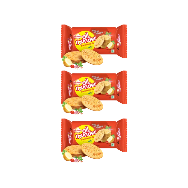 Sunfeast All Rounder Potato Biscuits with Chatpata Masala Flavour - Pack of 3