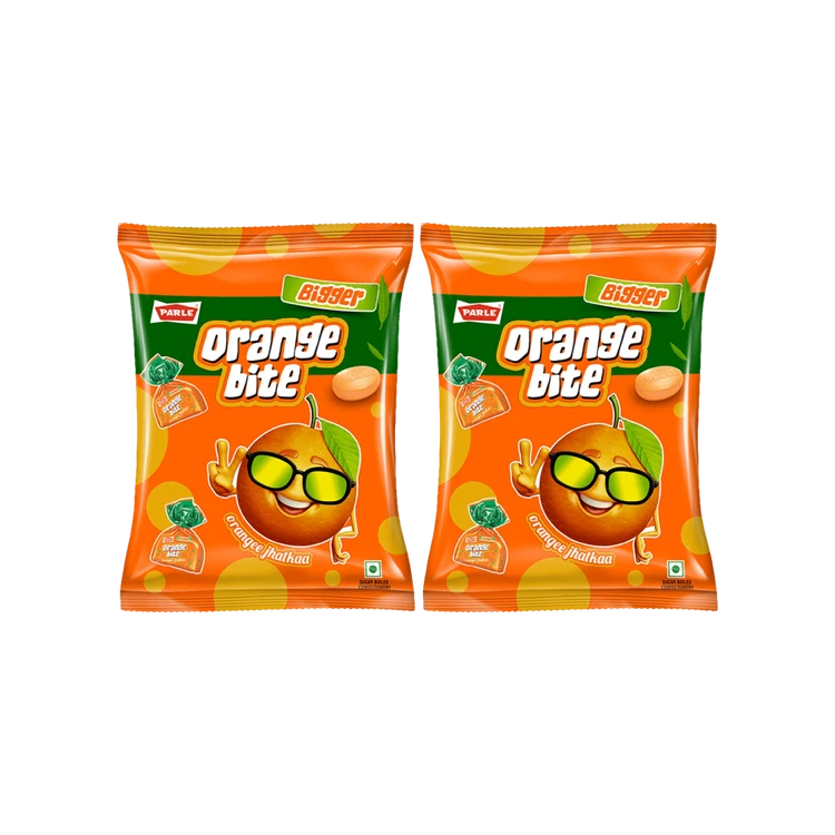 Parle Orange Bite Bigger - Orangee Jhatkaa Candy - Pack of 2