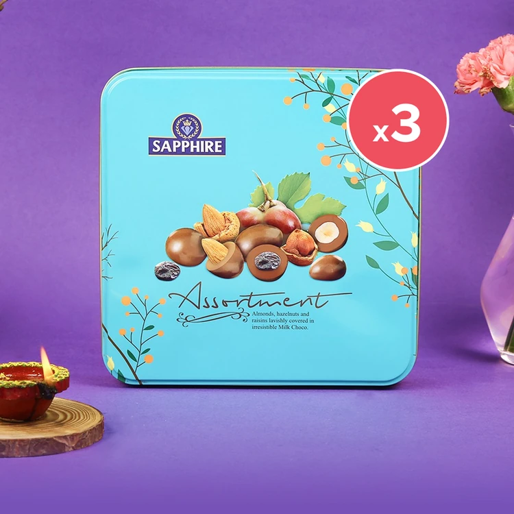 Sapphire Assortment Chocolate Coated Nuts Gift Pack - Pack of 3