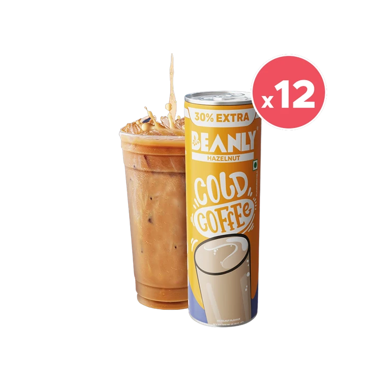 Beanly Arabica Hazelnut Strong & Smooth Cold Coffee - Pack of 12