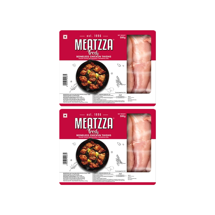 Meatzza Boneless Frozen Chicken Thigh (Antibiotic Free) - Pack of 2