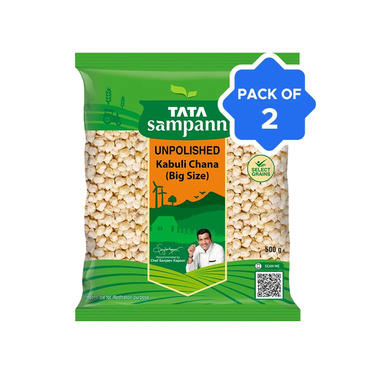 Tata Sampann Unpolished Kabuli Chana (Big Size) - Pack of 2 (Kabuli Kadale)