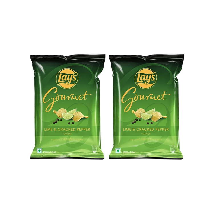Lay's Gourmet Potato Chips - Lime & Cracked Pepper Flavour - Pack of 2