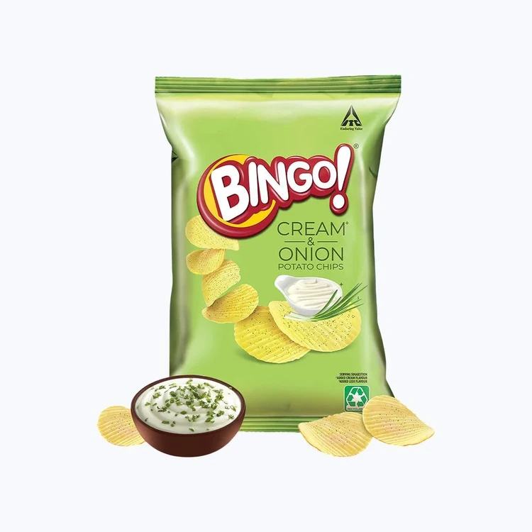 Bingo Cream and Onion Potato Chips