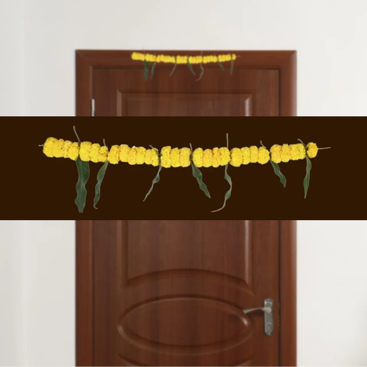 Mango Leaves and Yellow Marigold Flowers Toran / Bandhanwar