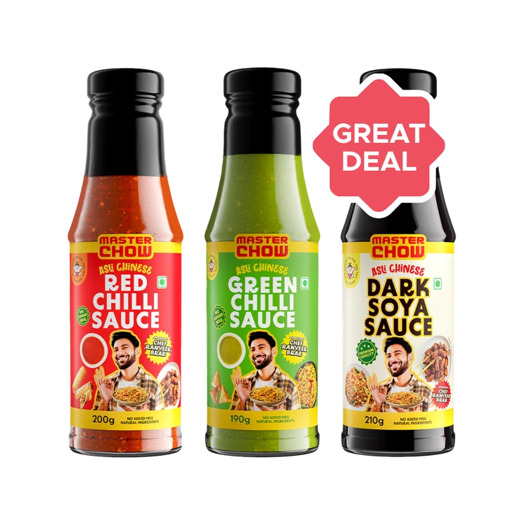 MasterChow Red Chilli Sauce + Green Chilli Sauce + Dark Soya Sauce Combo