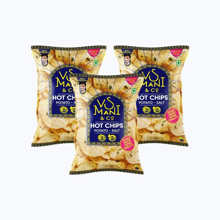 VS Mani & Co. Salted Hot Potato Chips, No Palm Oil - Pack of 3