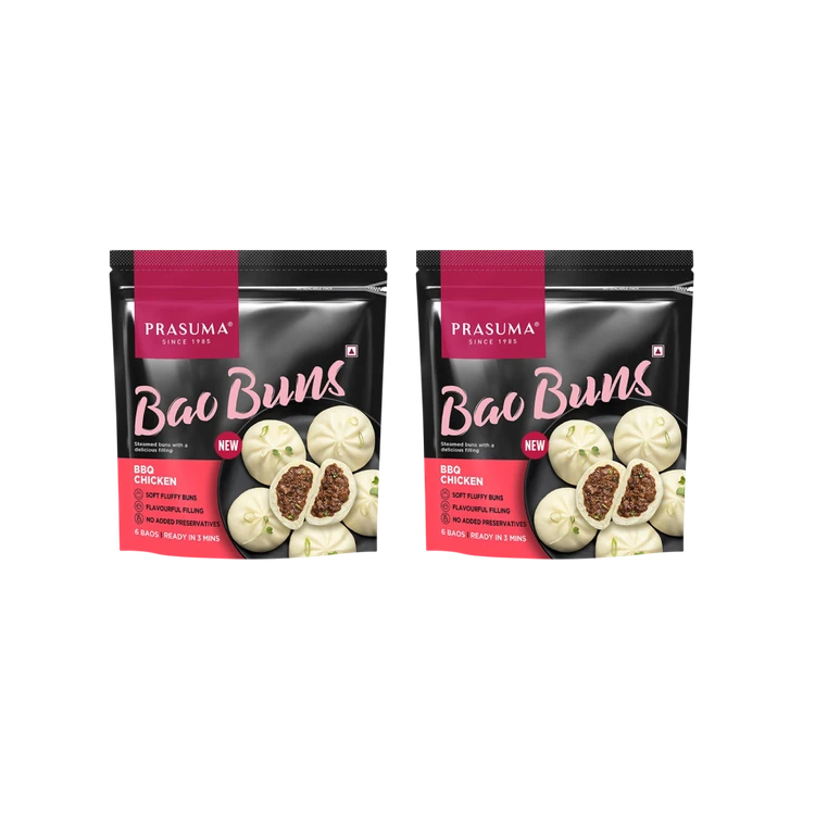 Prasuma Bao Bun BBQ Chicken (6 Baos) - Frozen - Pack of 2