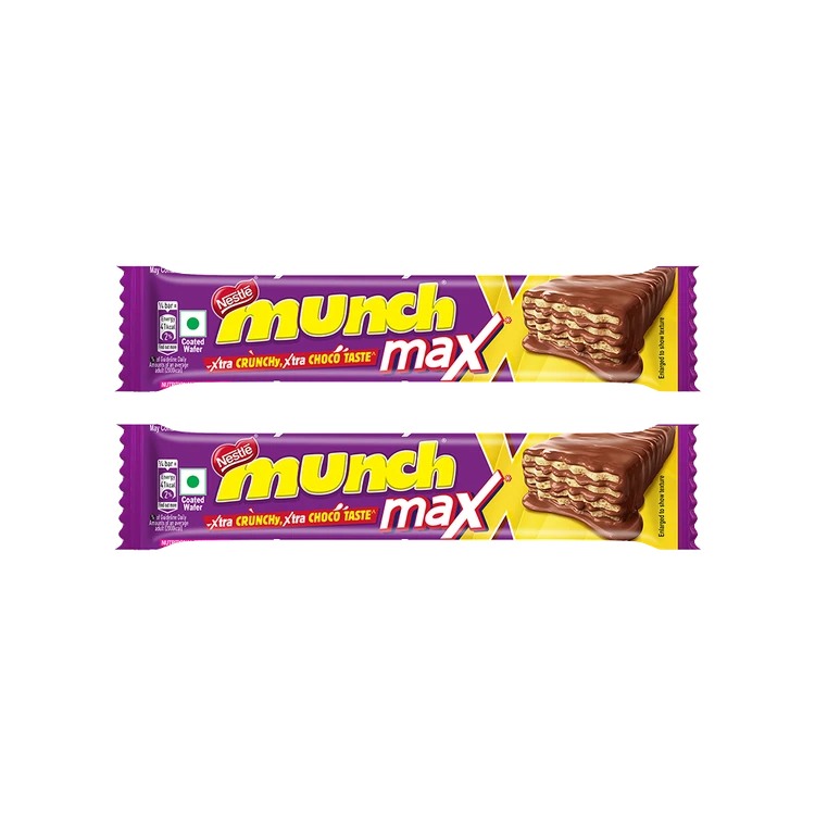 Nestle Munch Max Choco Coated Crunchy Wafer Chocolate - Pack of 2