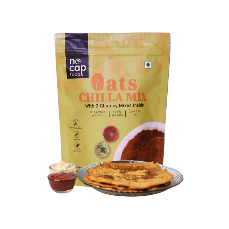 Nocap Foods Oats Chilla Mix with 2 Chutney Mixes